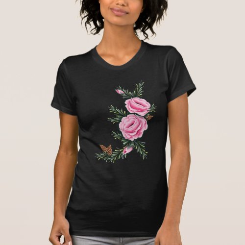 PINK ROSES  PINE by SHARON SHARPE T_Shirt