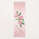 Pink Roses, Pink Background &amp; Pink Glitter Yoga Mat