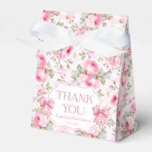 Pink Roses Pink Bow Bridal Shower Thank You Favor Boxes