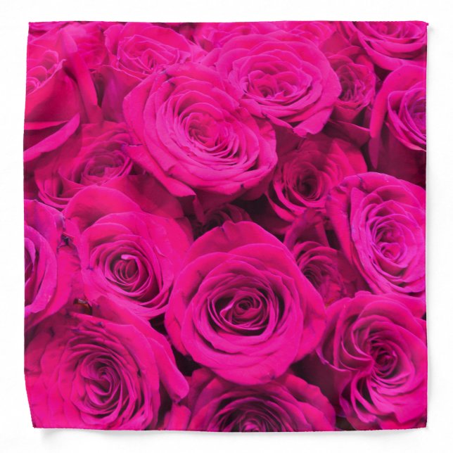 Pink roses pink flowers pink floral bandana (Front)