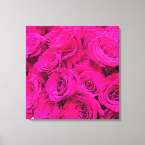 Pink roses pink flowers pink floral canvas print
