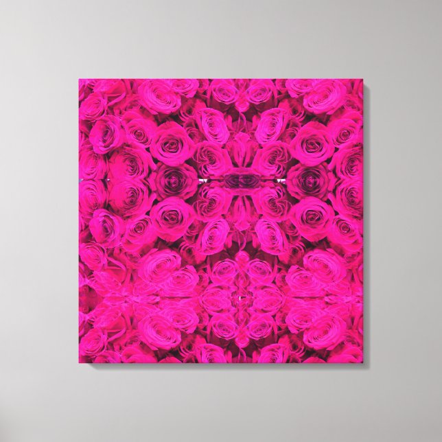 Pink roses pink flowers pink floral canvas print (Front)