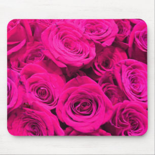 Pink roses pink flowers pink floral mouse pad