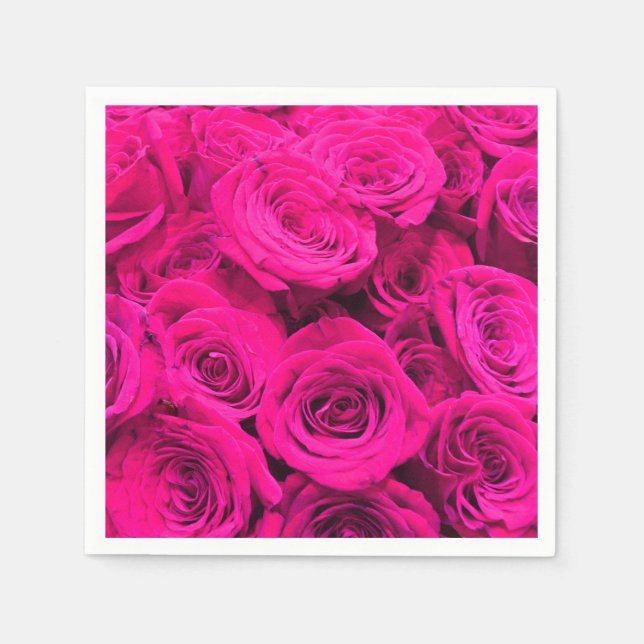 Pink roses pink flowers pink floral napkins (Front)