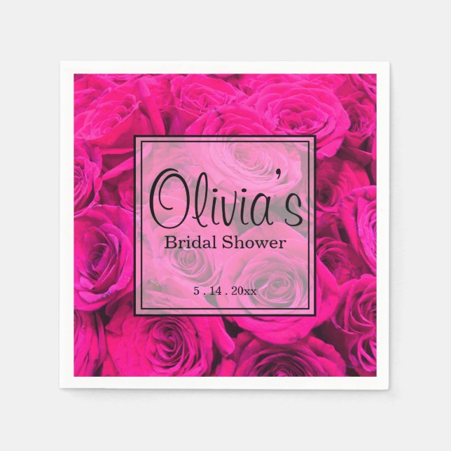 Pink Roses pink flowers pink floral Napkins (Front)