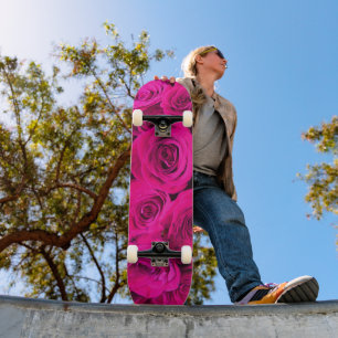 Pink roses pink flowers pink floral skateboard