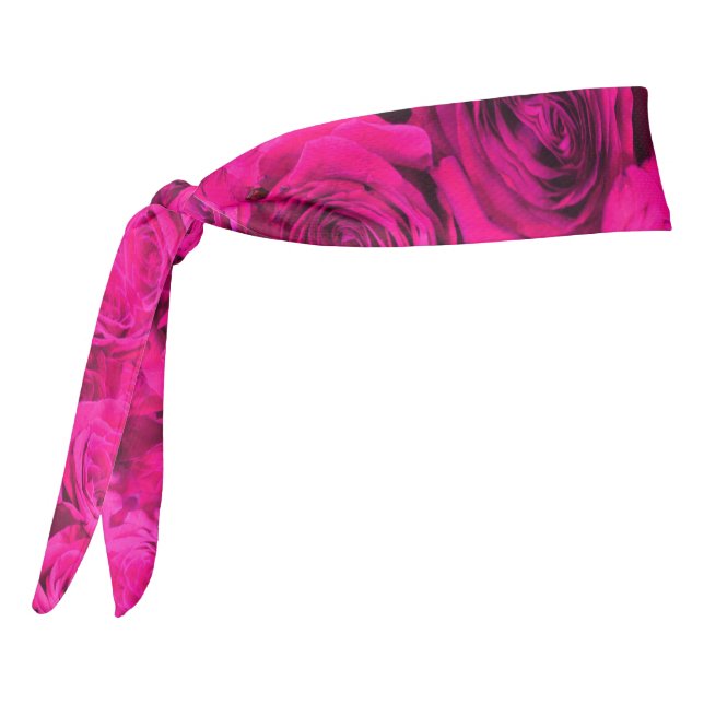 Pink roses pink flowers pink floral tie headband (Rotate 270)
