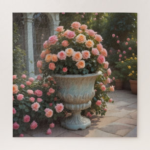 Pink roses planter jigsaw puzzle