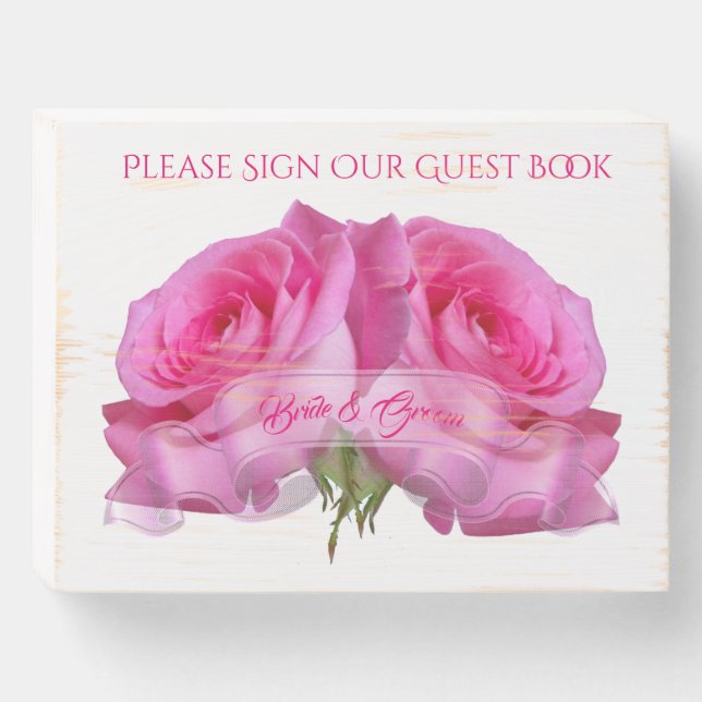 Pink Roses Please Sign Our Guest Book (Front Horizontal)