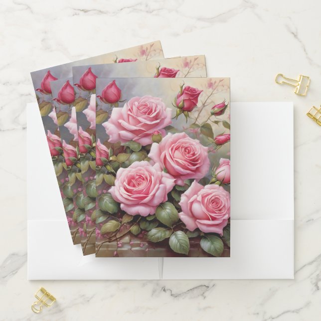 Pink Roses  Pocket Folder (In Situ)