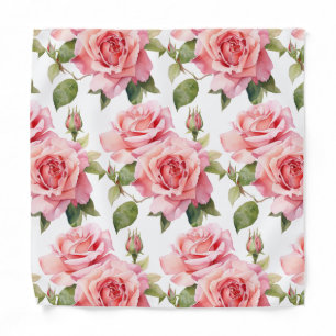 Pink Roses Pocket Square Bandana