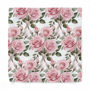 Pink Roses Pocket Square Bandana