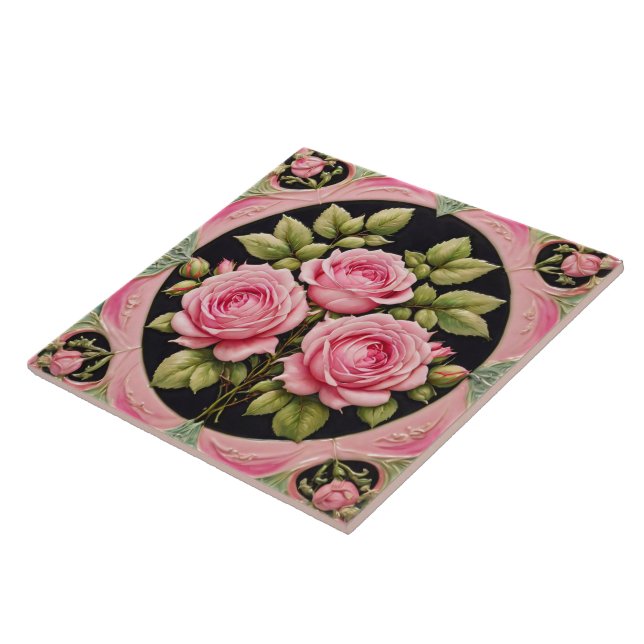 Pink Roses Popular Beautiful Collection Ceramic Tile (Side)