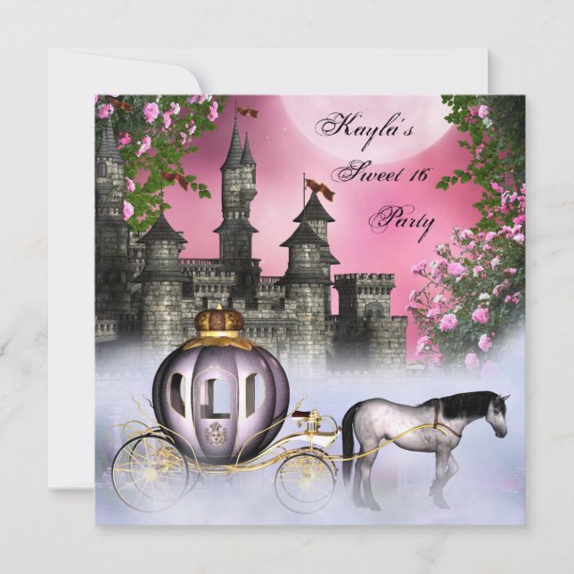 Pink Roses Princess Sweet 16 Party Invitation (Front)