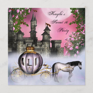 Pink Roses Princess Sweet 16 Party Invitation