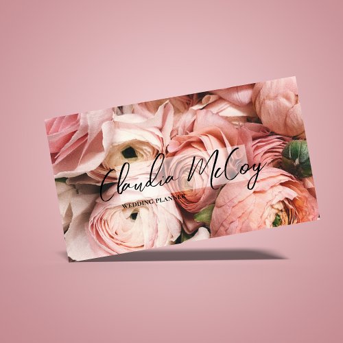 Pink Roses  Professional Wedding Planner   Business Card