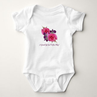 Pink Roses Purple Orchids Baby Girl One-Piece Bodysuit
