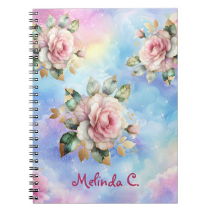 Pink Roses & Rainbow Clouds Notebook