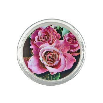 Pink Roses Ring by flutterbuycards at Zazzle