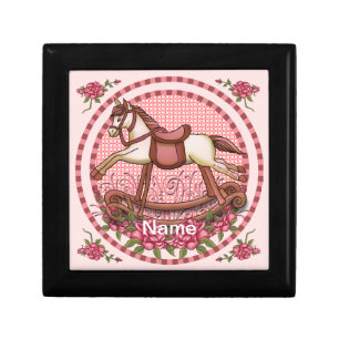 Pink Roses Rocking Horse Gift Box