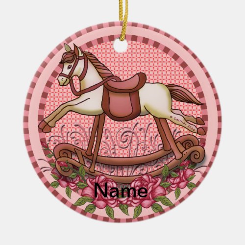Pink Roses Rocking Horse ornament