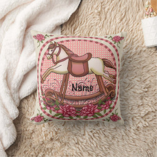 Pink Roses Rocking Horse pillow