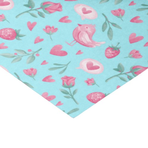 Pink Roses Romance Love Pattern Valentines Day Tissue Paper