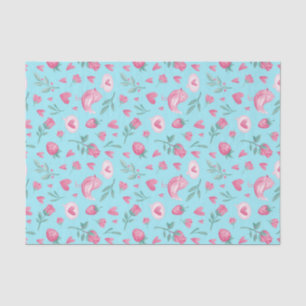 Pink Roses Romance Love Pattern Valentine's Day Tissue Paper