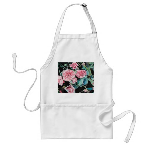 Pink Roses Rose floral flowers watercolor Apron