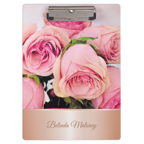 Pink Roses Rose Gold Clipboard