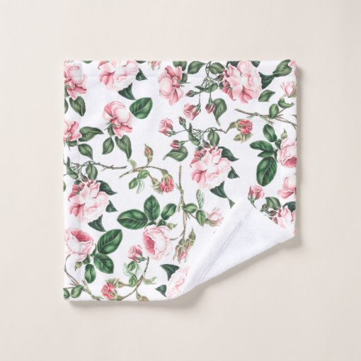 Pink Roses Rosebud Flowers Bath Towel Set | Zazzle