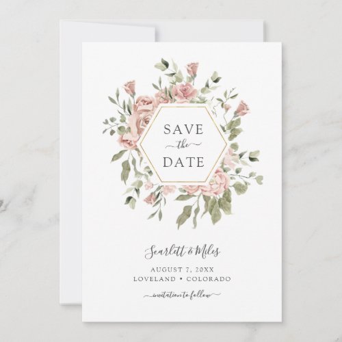 Pink Roses Save The Date