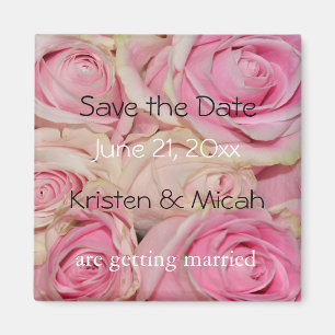 Pink Roses Save the Date Magnet