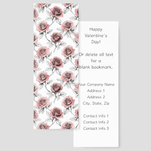 Pink Roses Save the Date Promotional Valentine's Bookmarks