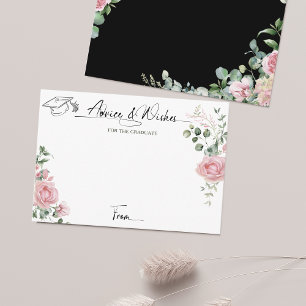 Pink Roses Script Advice And Wishes Graduation Enclosure Card