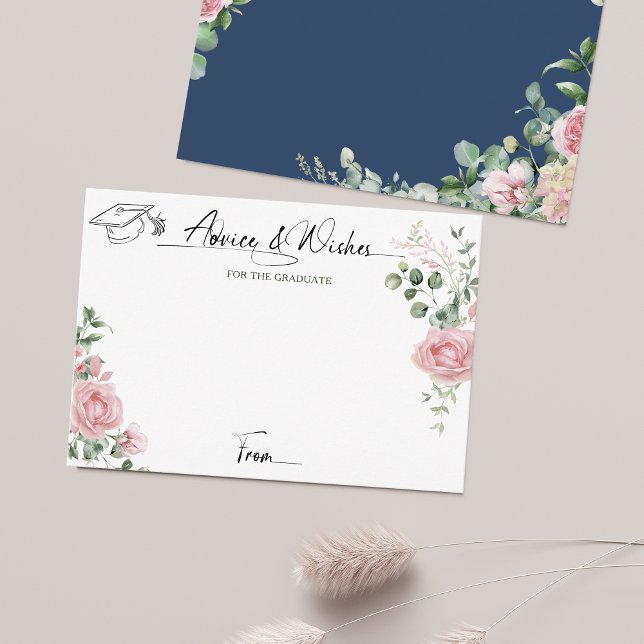 Pink Roses Script Advice And Wishes Graduation Enclosure Card (Creator Uploaded)