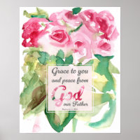 Pink Roses Scripture Romans Grace to You