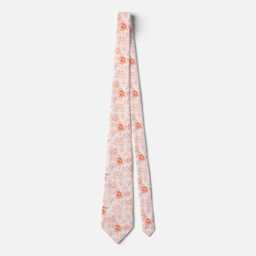 Pink Roses Seamless Print Neck Tie
