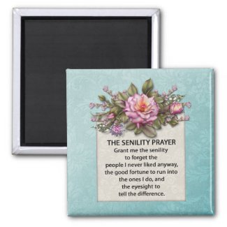 Pink Roses Senility Prayer Magnet