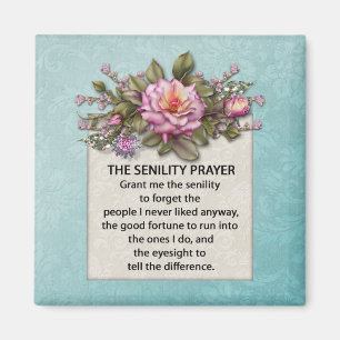 Pink Roses Senility Prayer Magnet