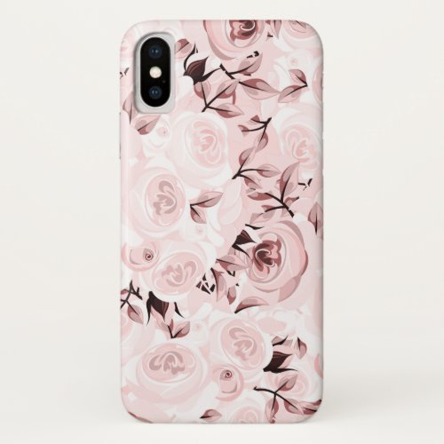 Pink Roses Shabby Chic Glam iPhone XS Case