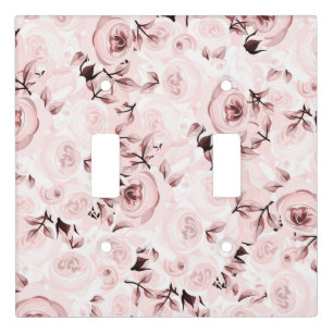 Pink Roses Shabby Chic Glam Floral Light Switch Cover