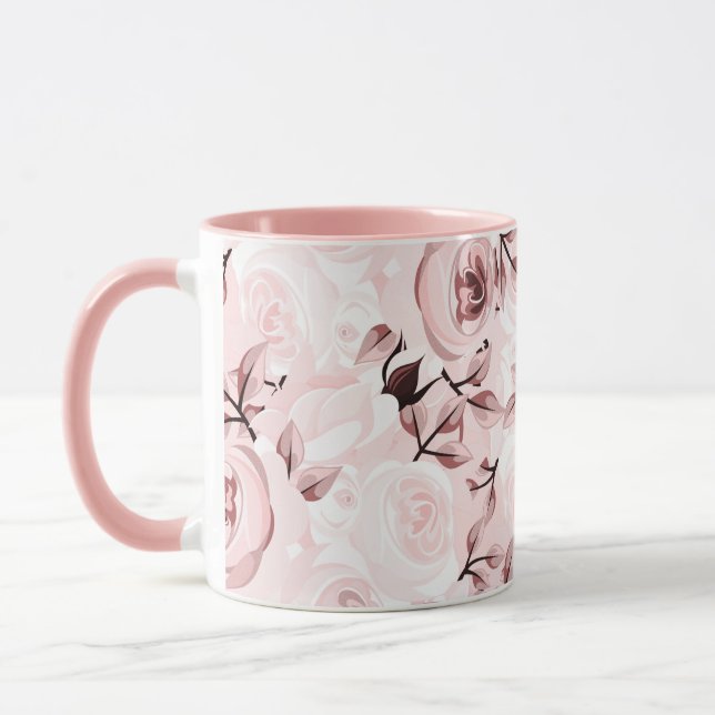 Pink Roses Shabby Chic Glam Mug (Left)