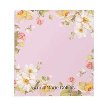 Pink Roses Shrub Notepad by thepapershoppe at Zazzle