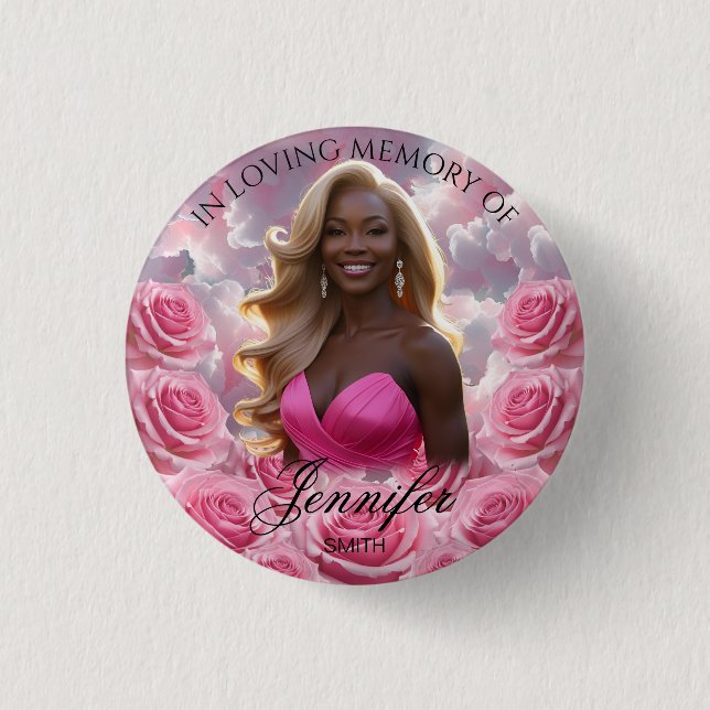 Pink Roses Sky Memorial Button Pink Sky Memorial  (Front)
