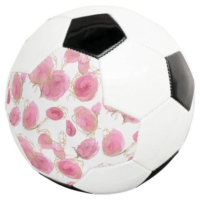 Pink roses soccer ball (Three Quarter)