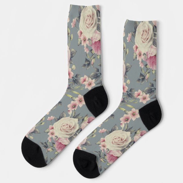 pink roses socks (Left)