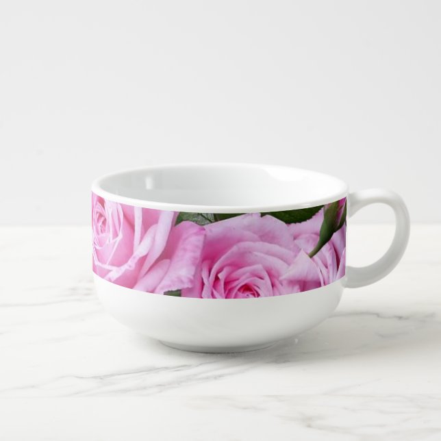 Pink Roses  Soup Mug (Left)
