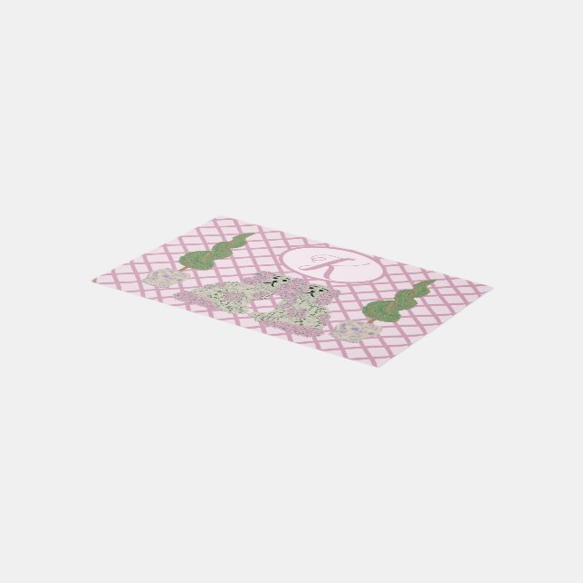 Pink Roses Staffordshire Dogs Topiary  Rug (Angled)