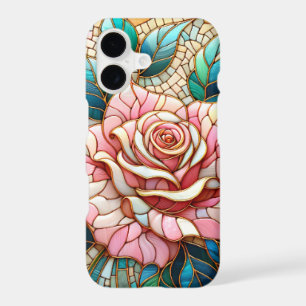 Pink Roses Stained Glass Mosaic iPhone 17 Case